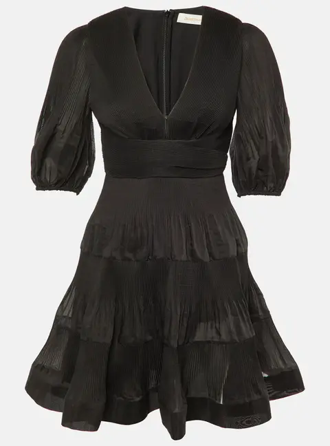 Zimmerman Black Plisse Mini Dress S
