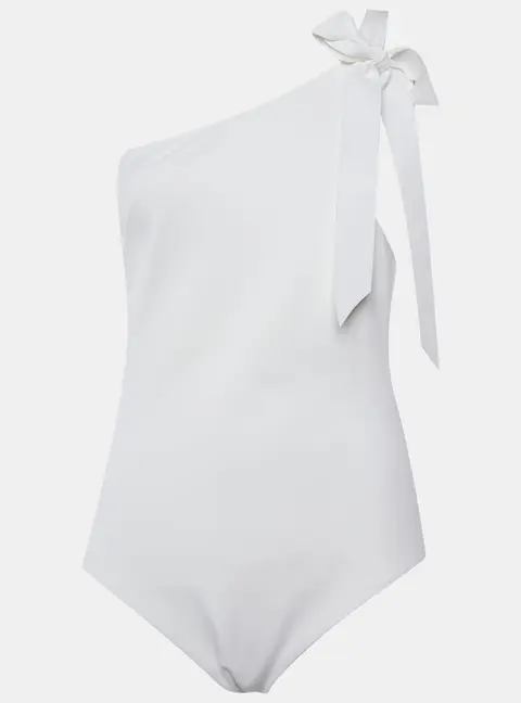 Zimmermann White Synthetic Bow Detail One Shoulder Zinnia One Piece Swimsuit L