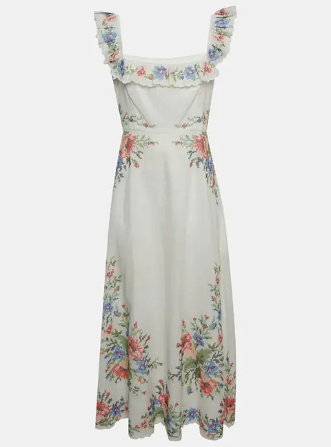 Zimmermann White Linen Cross Stitch Off Shoulder Dress M