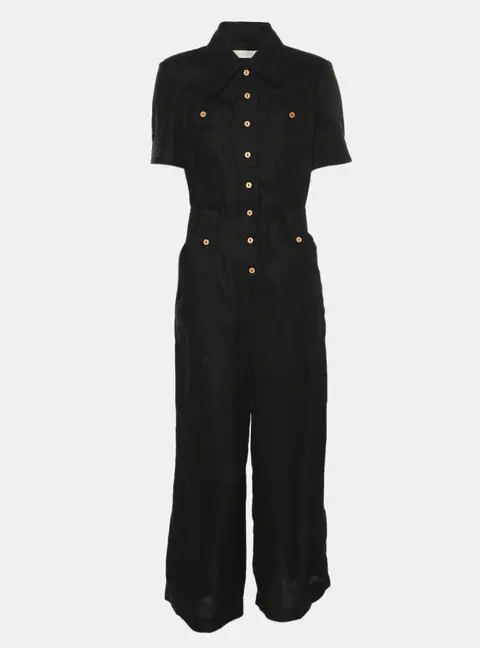 Zimmermann Black Linen Jumpsuit XS