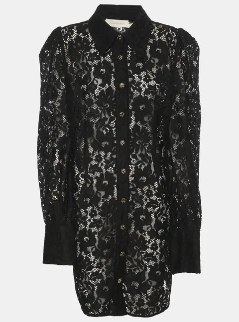 Zimmermann Black Lace Long Sleeve Shirt S