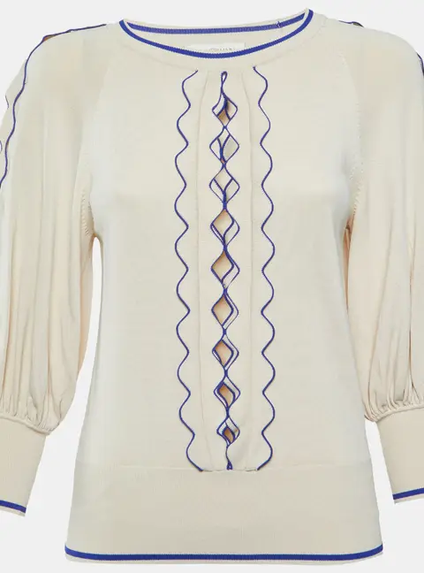 Zimmermann Cream Knit Wonderland Cut-out Top M