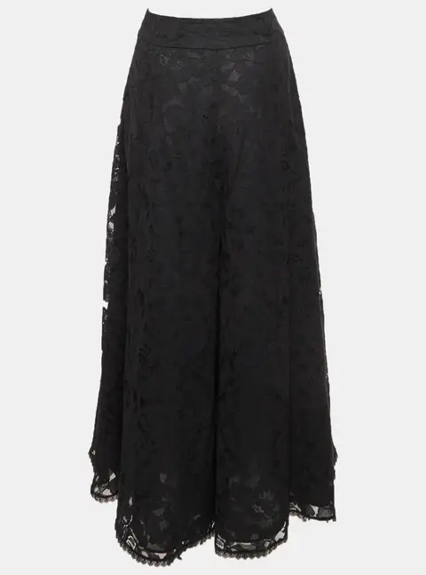 Zimmermann Black Illuminate Lace Wide Leg Culottes L