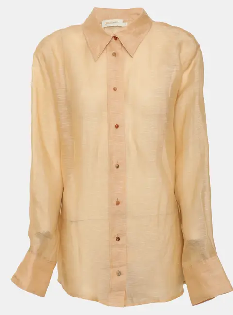 Zimmermann Champaign Gauze Long Sleeve Shirt L