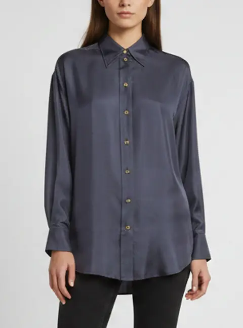 Zimmermann Grey Silk Relaxed Lyrical Shirt M