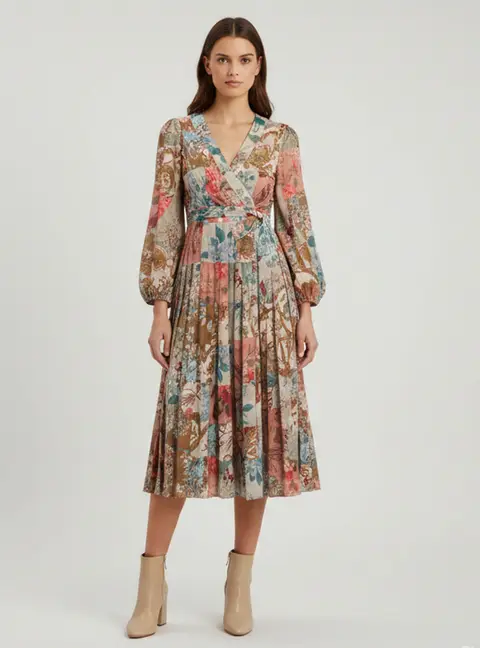 Zimmermann Multicolor Floral Printed Cotton Cassia Patch Wrap Maxi Dress XL