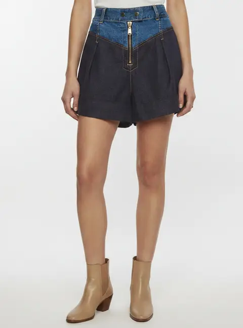 Zimmermann Blue Denim High-Rise Bermuda Shorts M