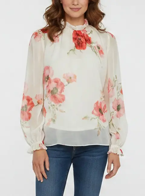 Zimmermann White Floral Print Voile Lightburst Billow Blouse S