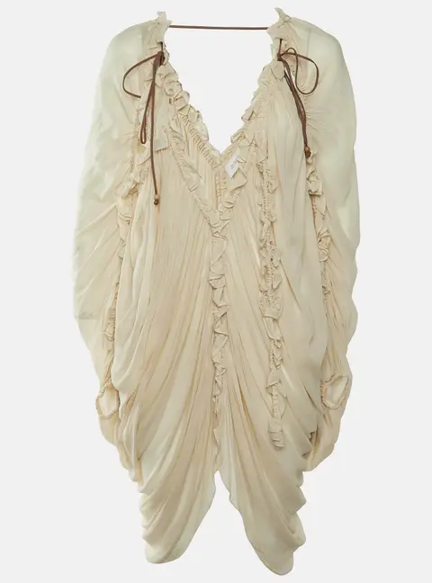 Zimmermann Beige Illuminate Draped Crepe Cold-Shoulder Blouse M
