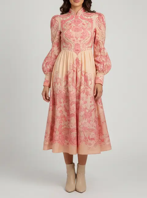 Zimmermann Multicolor Poppy Printed Linen Blend Organza Concert Midi Dress S