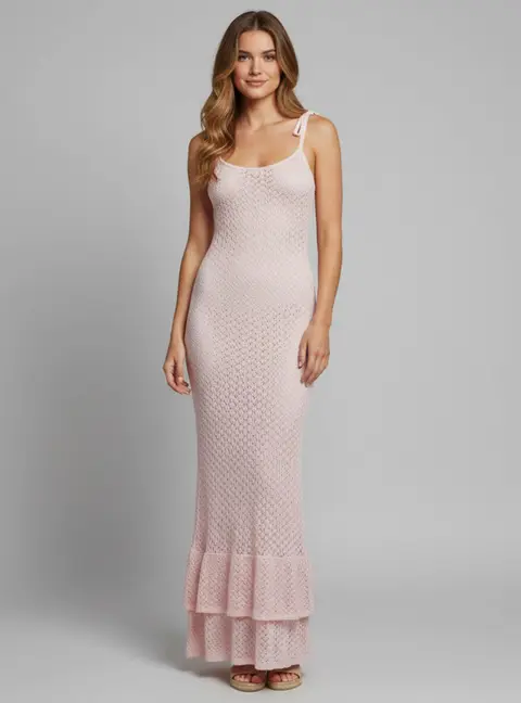 Zoe by sister's Pink Crochet Knit Cover Up Rosabella Dress S/M