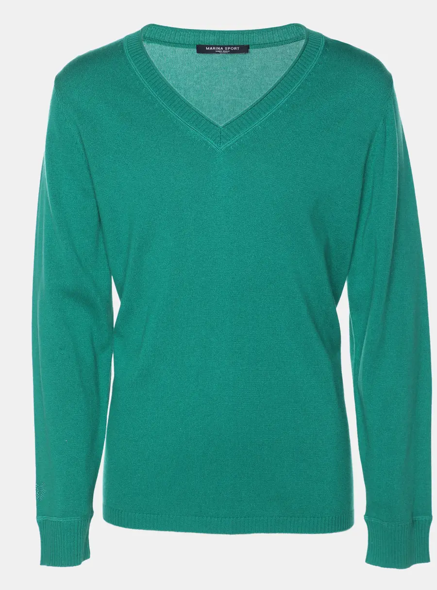 Marina Sport by Marina Rinaldi Green Silk Blend Sweater L