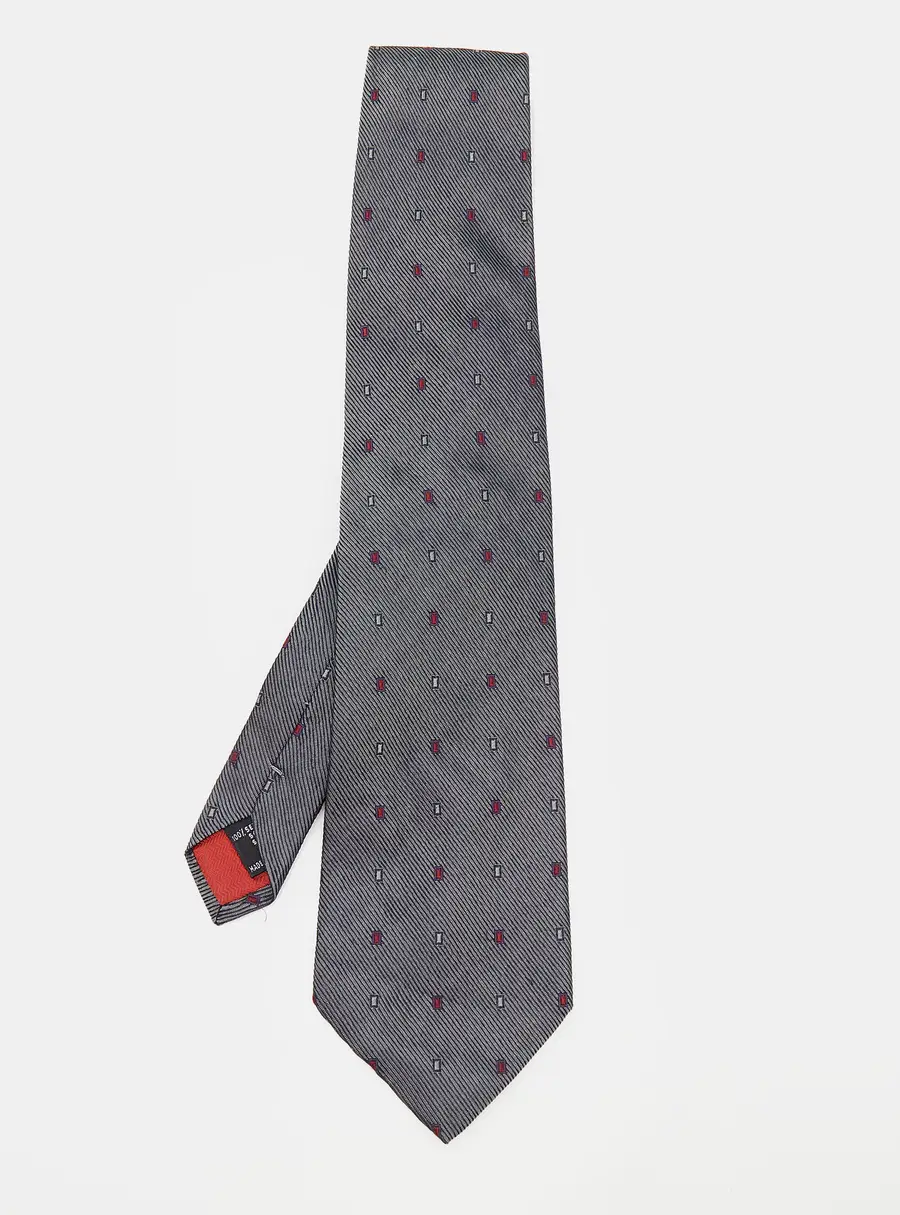 S.T. Dupont Charcoal Grey Jacquard Silk Tie