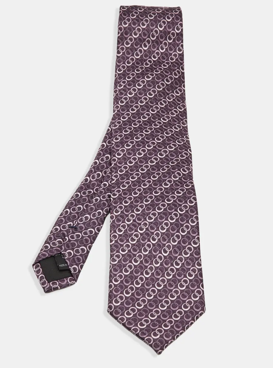 S.T. Dupont Purple Circle Pattern Silk Tie