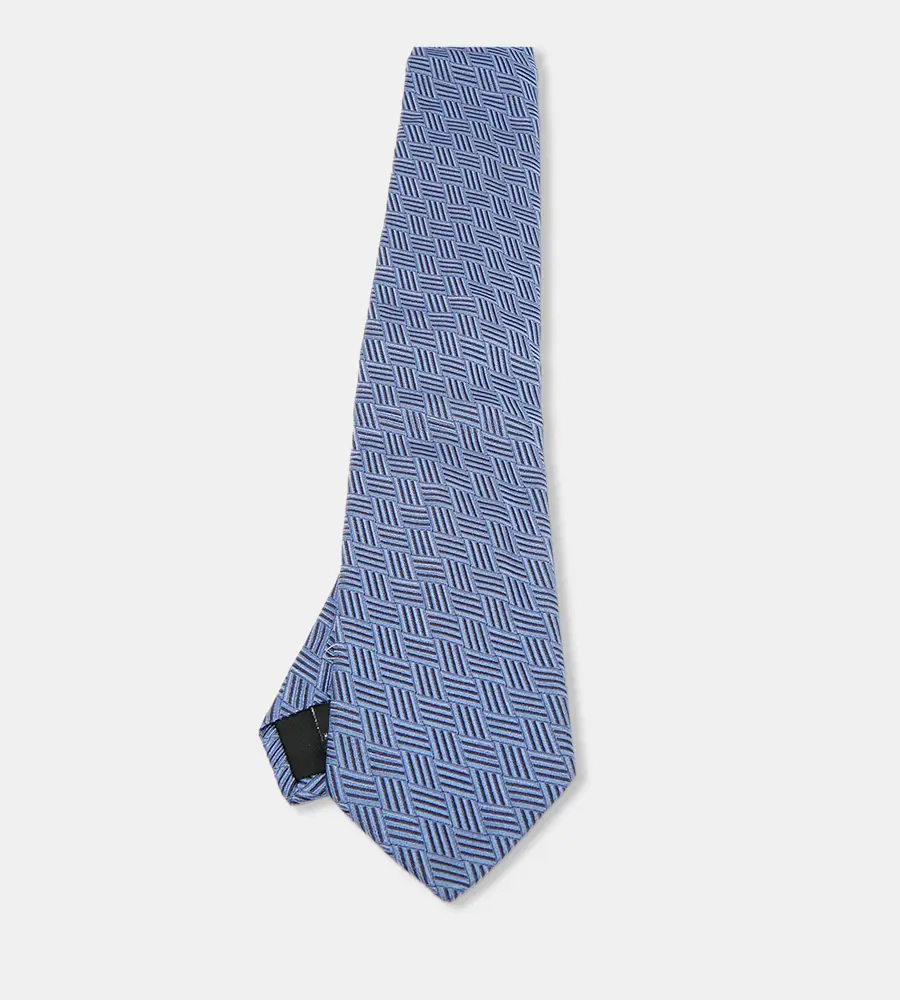 S.T. Dupont Blue Patterned Silk Tie