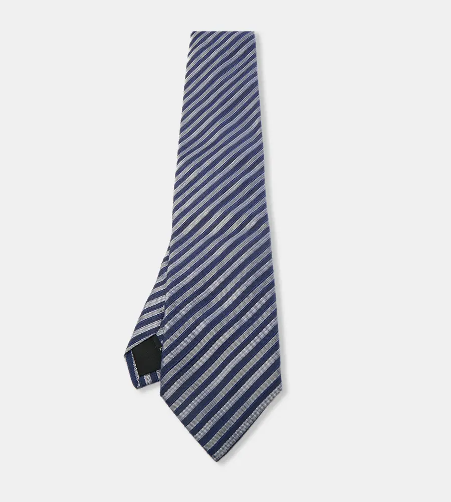 S.T. Dupont Blue Diagonal Striped Silk Tie