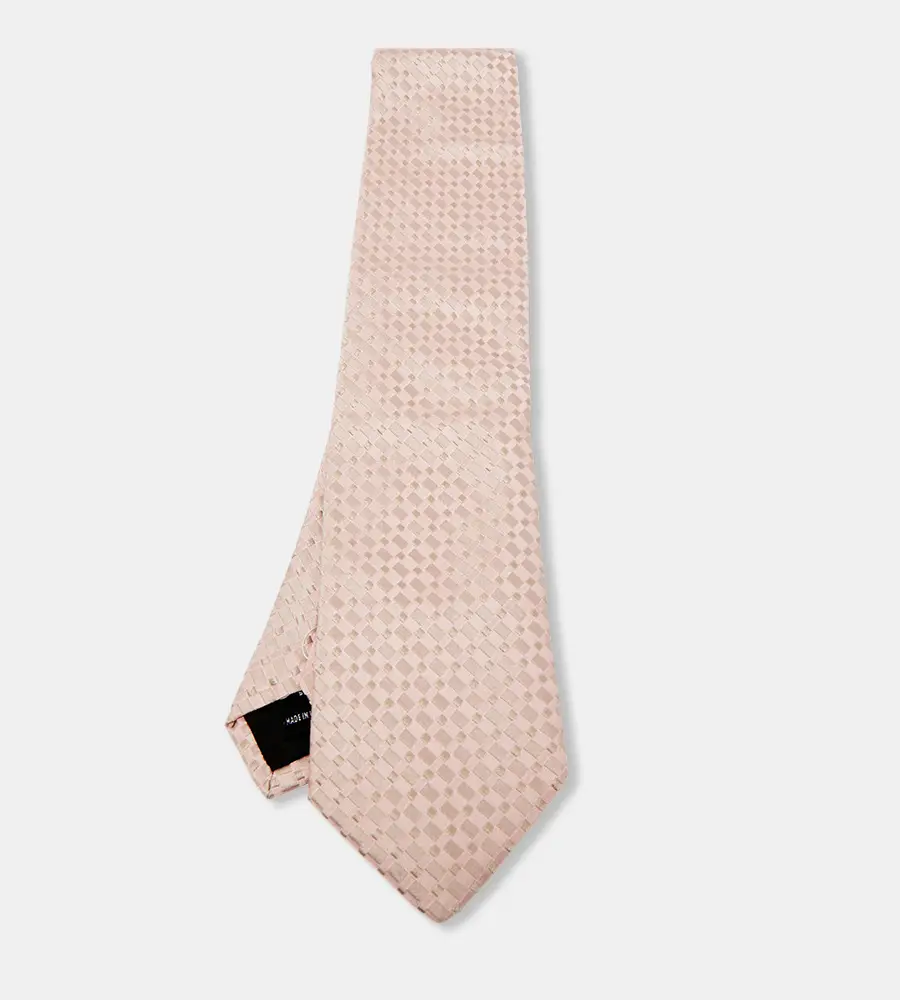 S.T. Dupont Pink Check Pattern Silk Tie