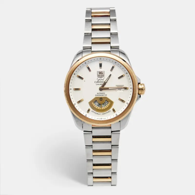 Tag Heuer Grand Carrera WAV515B.BD0903 Silver Dial 18k Yellow Gold Stainless Steel Men's Wristwatch 40 mm
