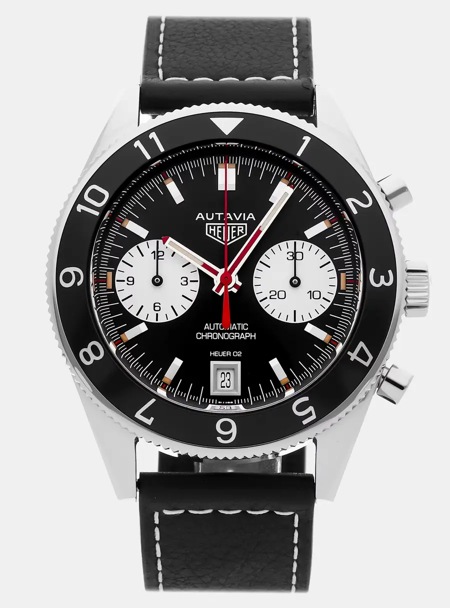 Tag Heuer Autavia Calibre Heuer 02 Chronograph CBE2118.FC8246 Black Stainless Steel Automatic Men's Wristwatch 42MM