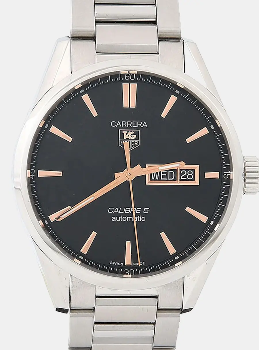 Tag Heuer Carrera Calibre 5 WAR201C-1 Black Stainless Steel Automatic Men's Wristwatch 41mm