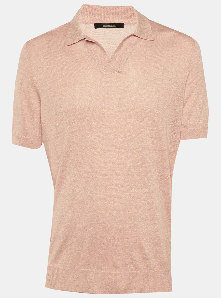 Tagliatore Peach Melange Knit Polo T-Shirt L