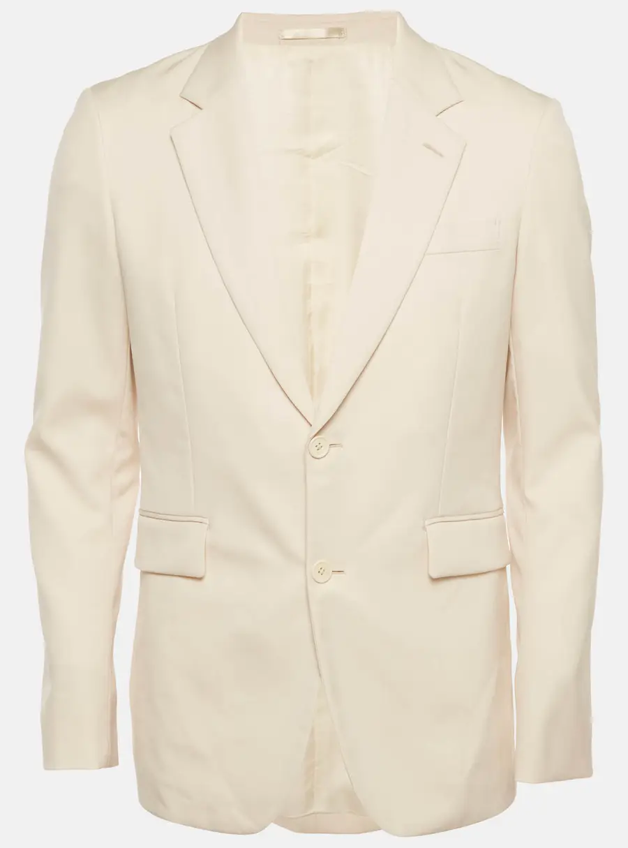 The Row Cream Wool Blend Single Breasted Blazer S