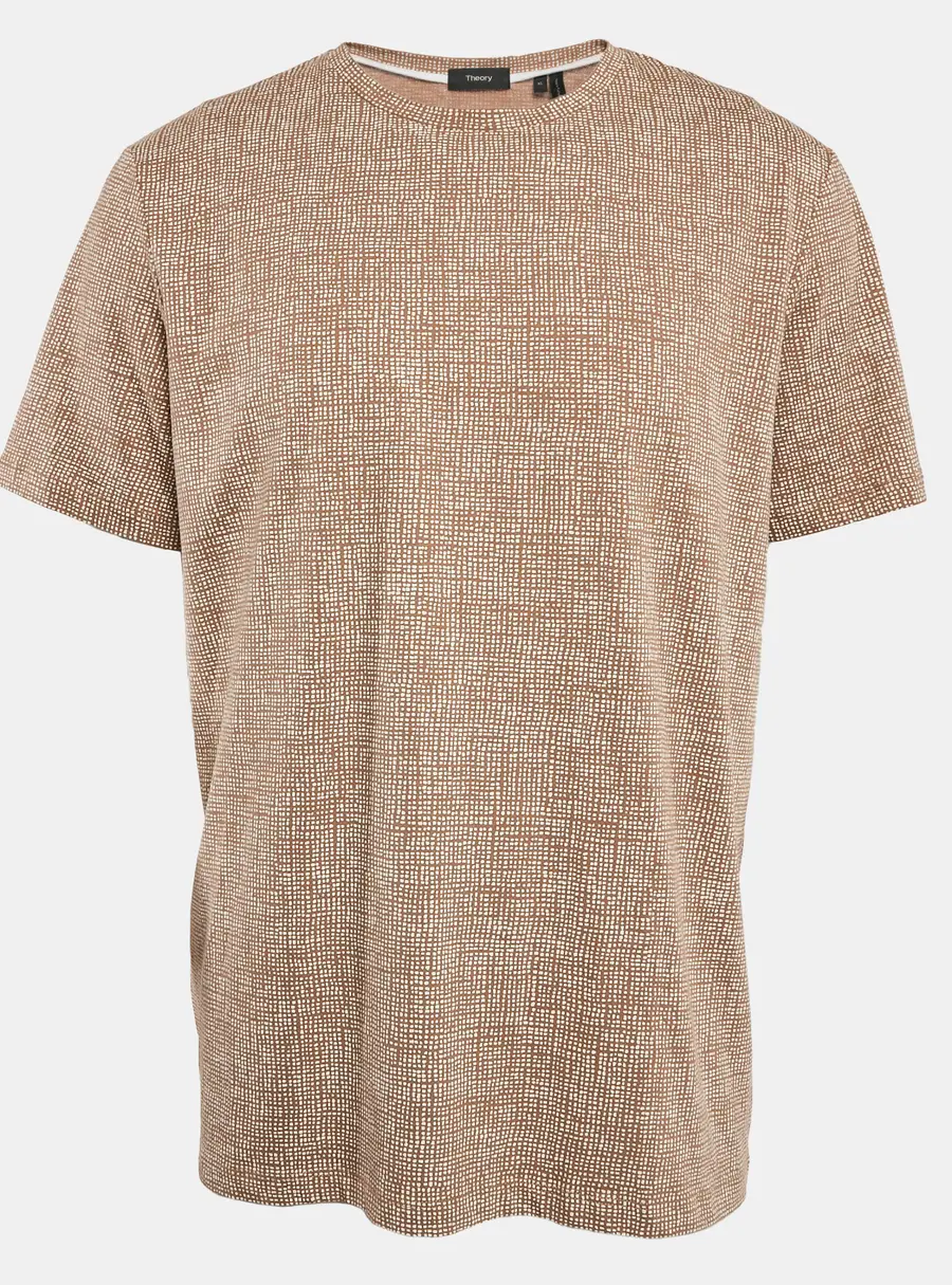Theory Beige Stone Thordon Print Jersey T-Shirt XL