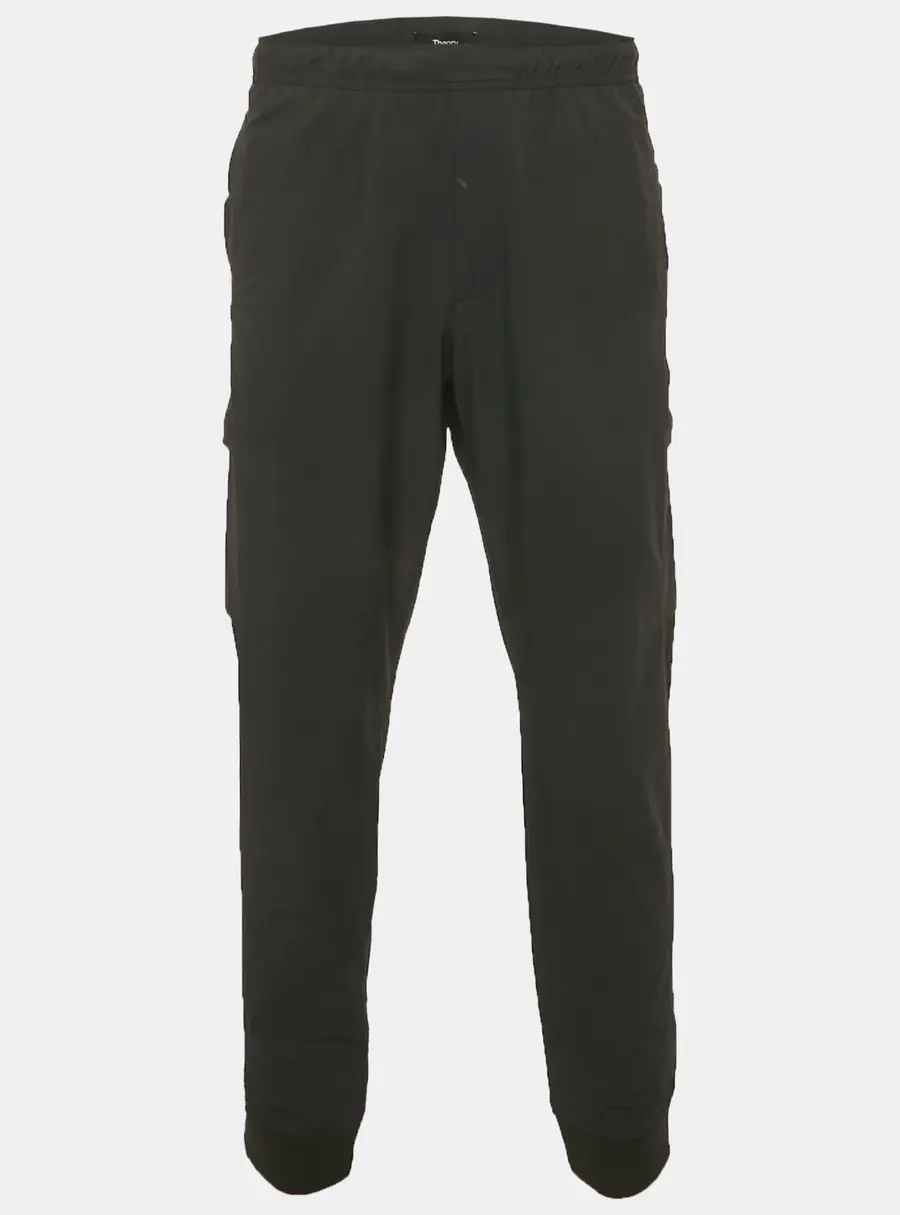 Theory Black Nylon Zipped Pocket Joggers XL