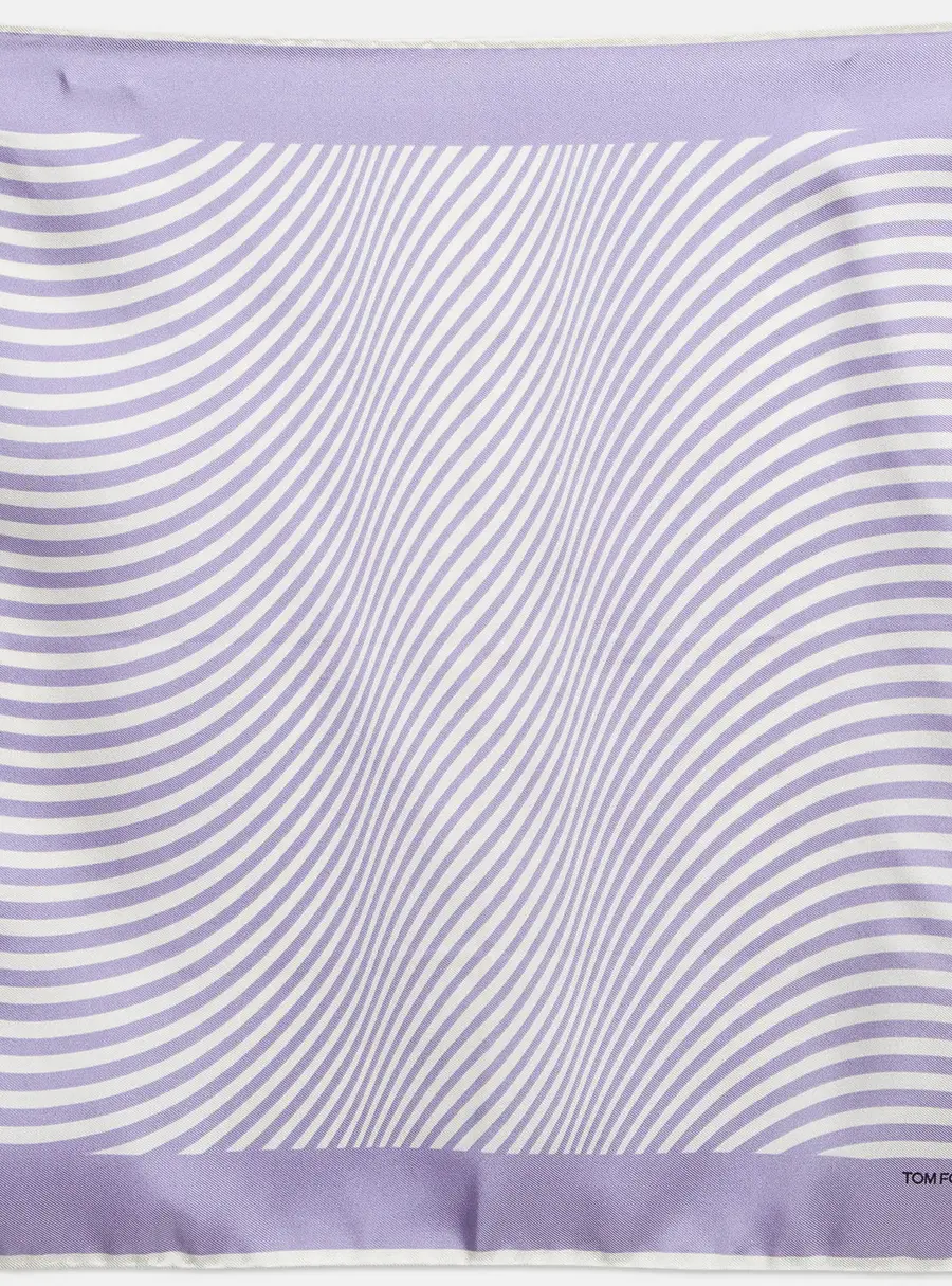 Tom Ford Light Purple Stripe Silk Pocket Square