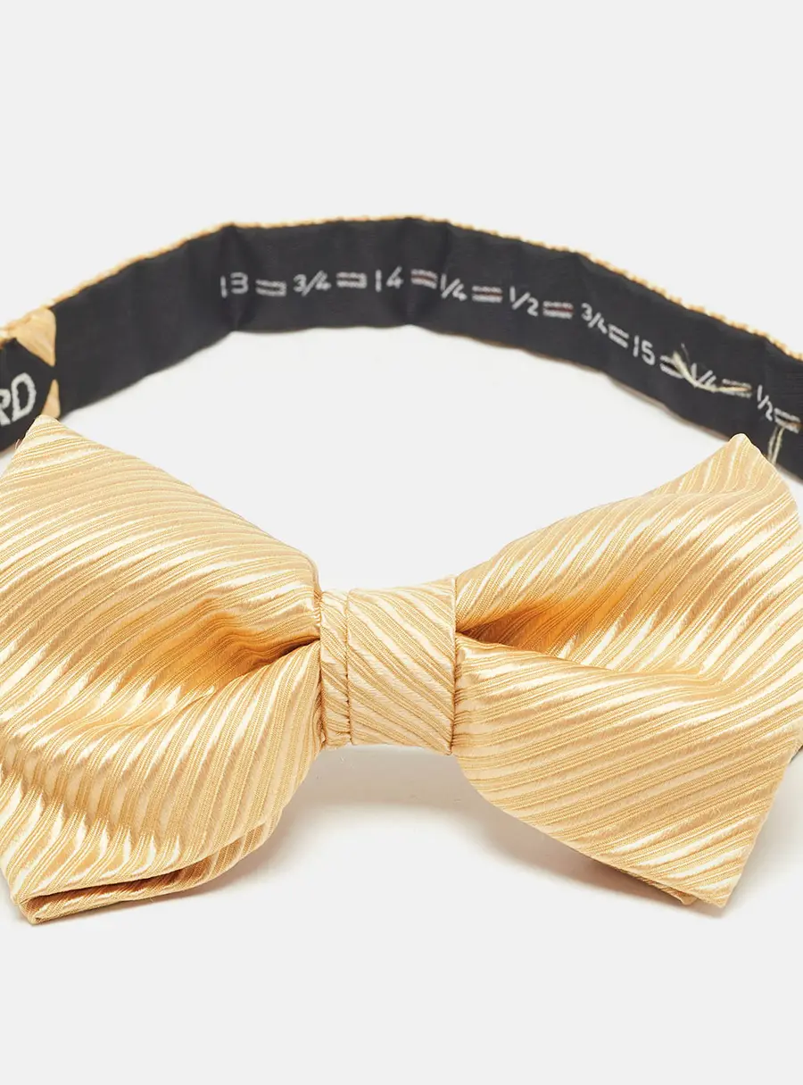 Tom Ford Yellow Stripe Silk Bow Tie