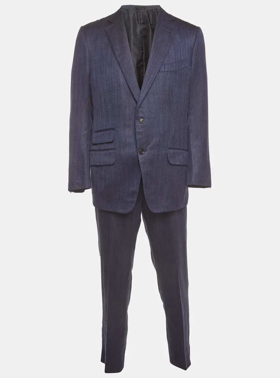 Tom Ford Navy Blue Wool Blend Single Breasted Suit XL
