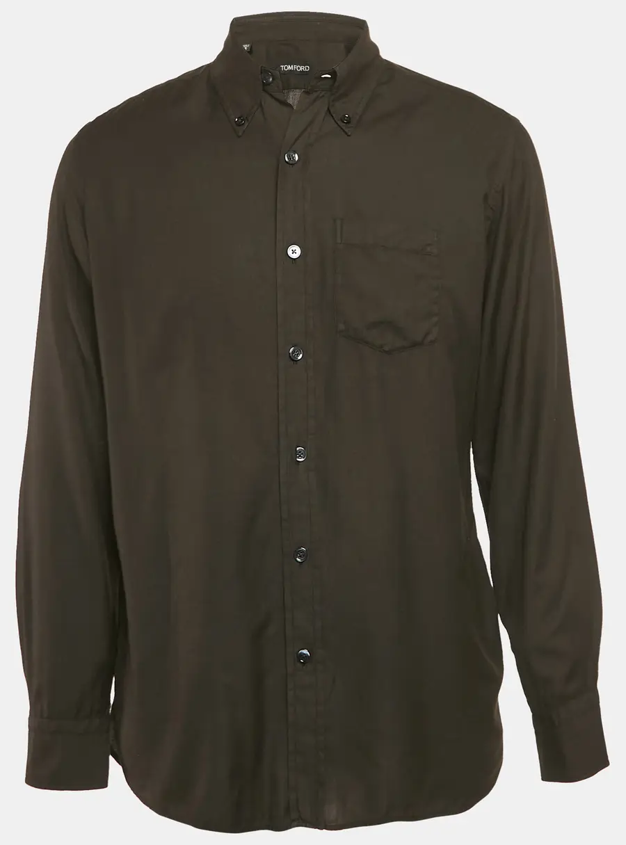 Tom Ford Black Cotton Long Sleeve Shirt XL