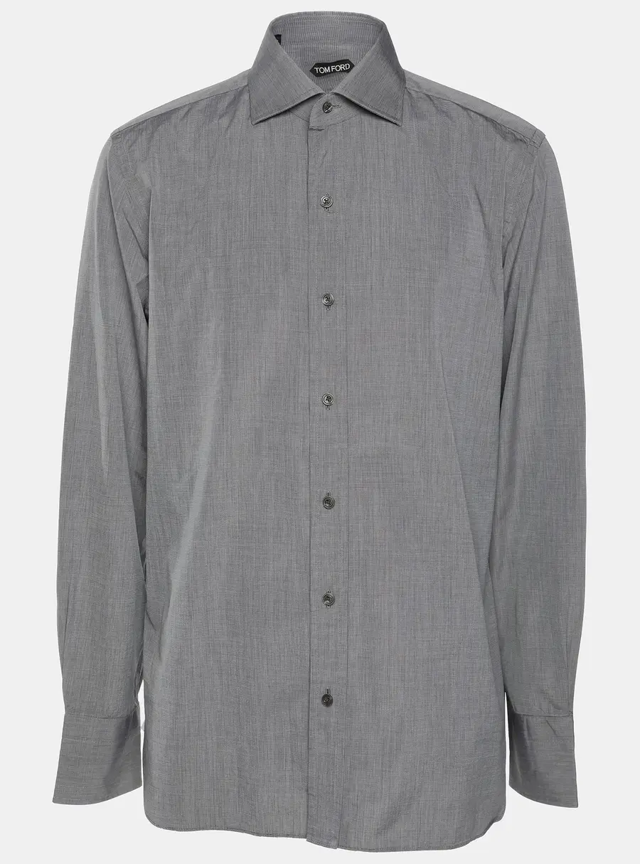 Tom Ford Grey Cotton Long Sleeve Shirt L
