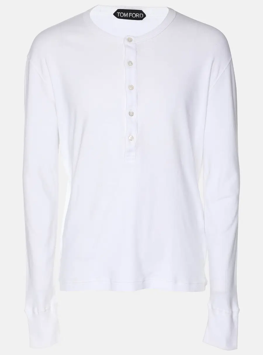 Tom Ford White Jersey Full Sleeve Henley T-Shirt XXL
