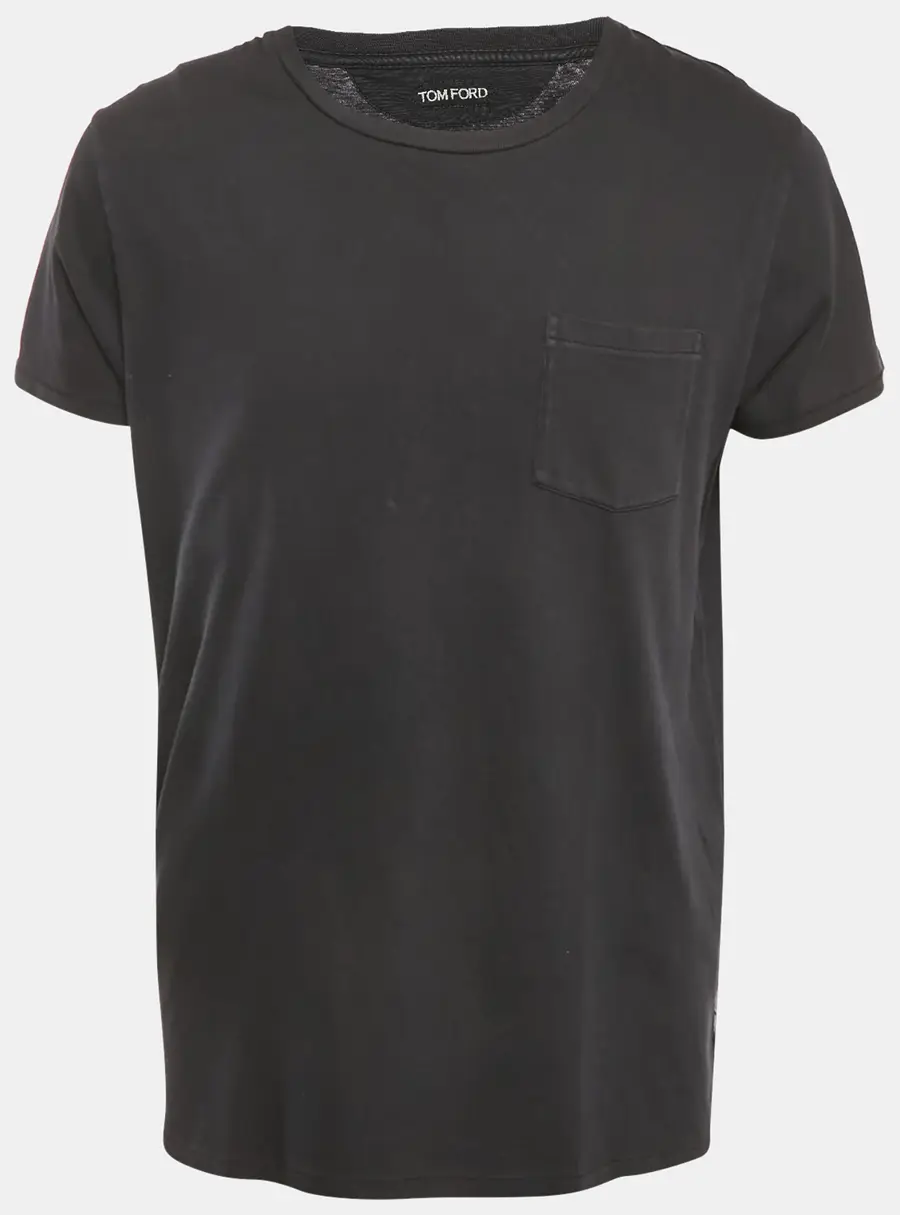 Tom Ford Black Cotton Knit Front Pocket Crew Neck T-Shirt XXL