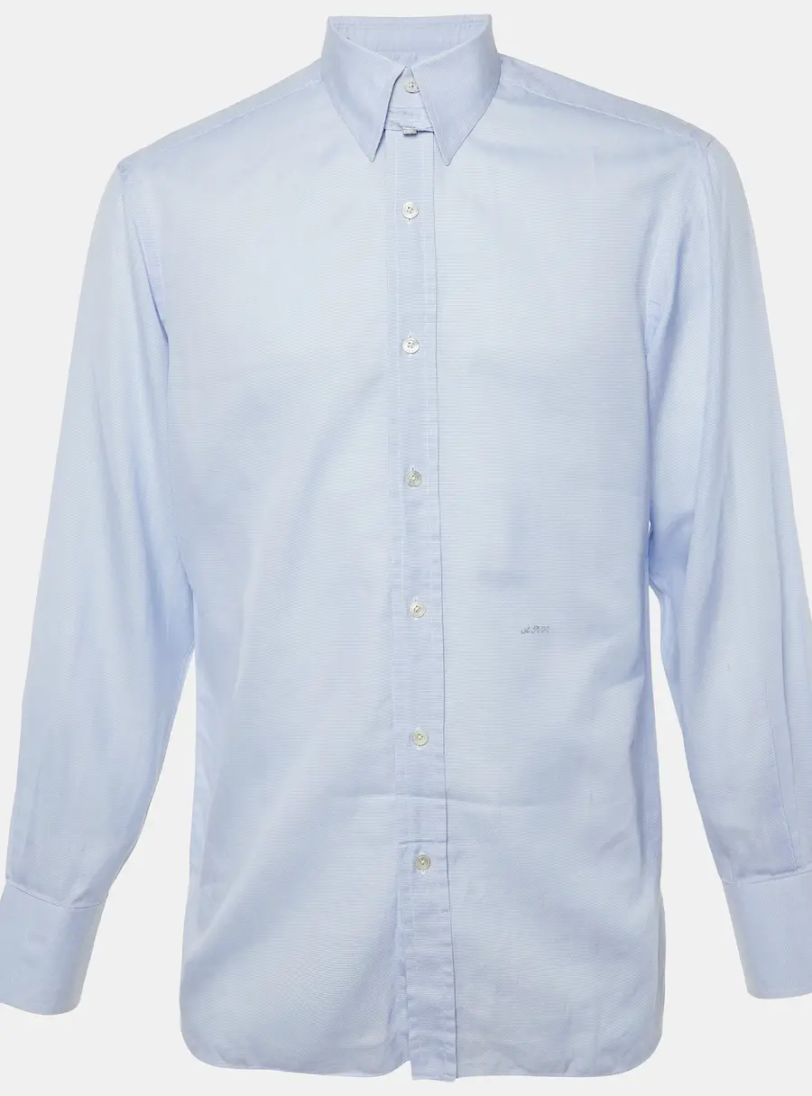 Tom Ford Blue Cotton Made to Measure Long Sleeve Shirt L