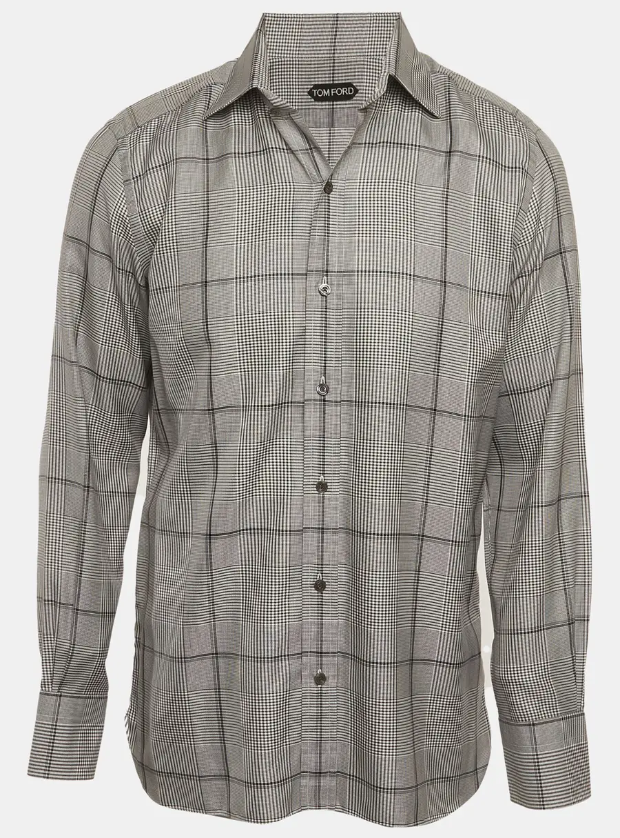 Tom Ford Houndstooth Cotton Long Sleeve Shirt XL