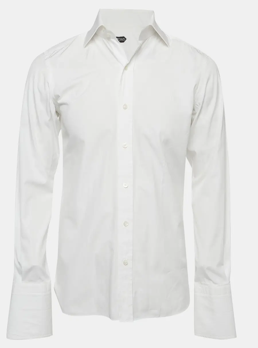 Tom Ford White Cotton French Cuff Button Up Shirt M