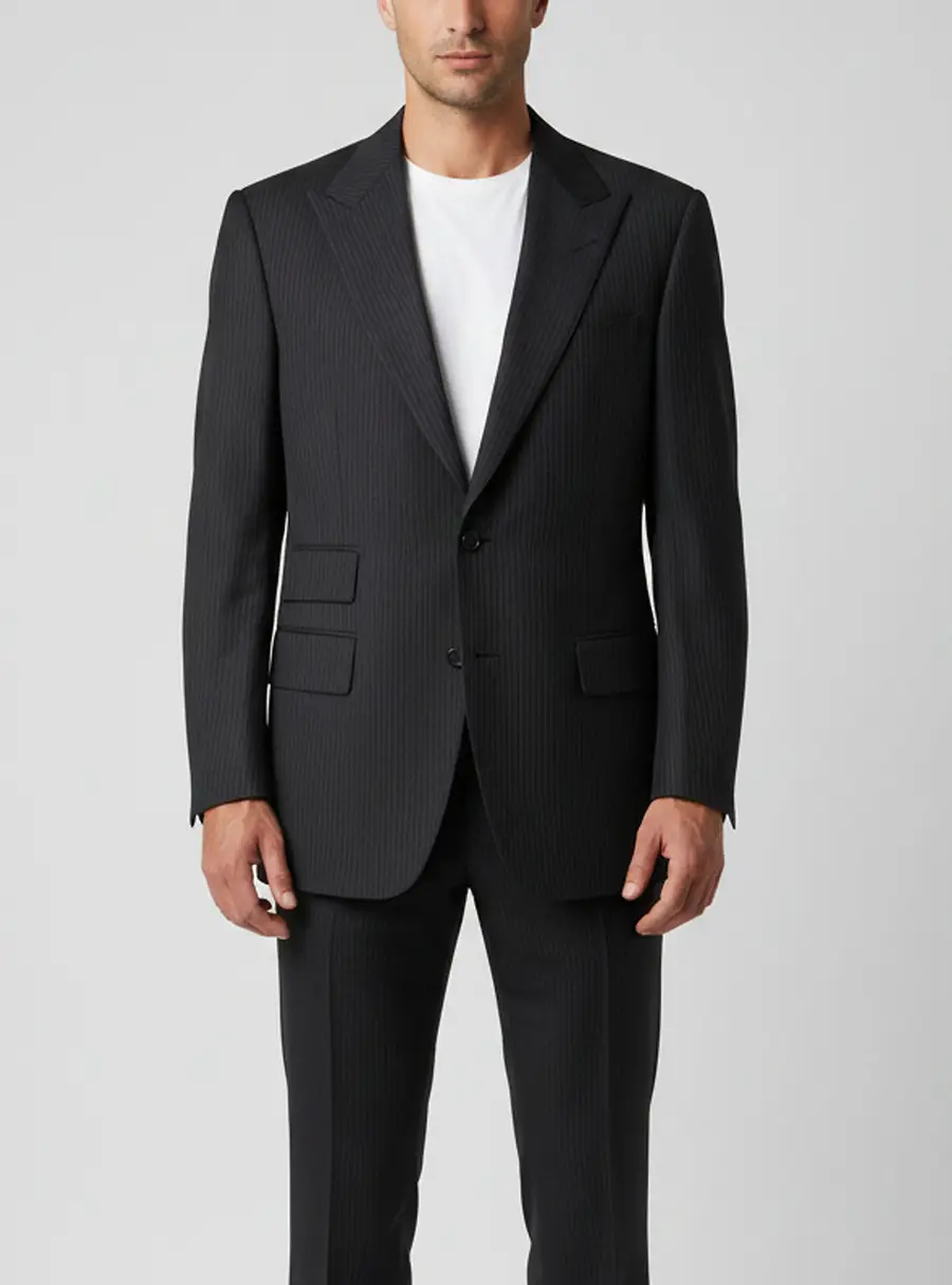 Tom Ford Navy Blue Pin Striped Wool Single Breasted Blazer L