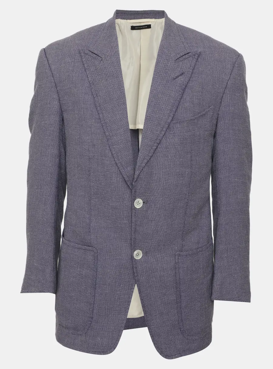 Tom Ford Purple Linen Blend Single Breasted Blazer L