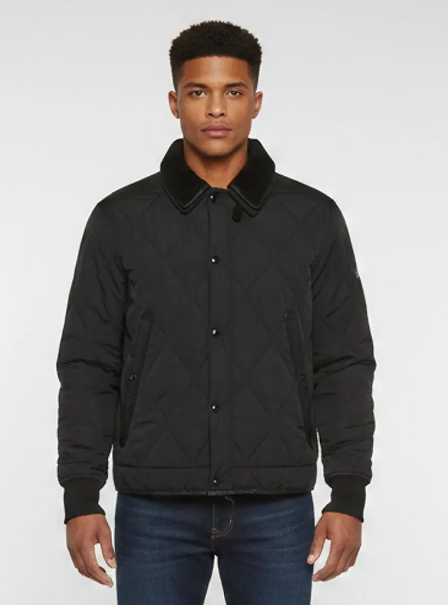 Tom Ford Black Quilted Synthetic Shearling Trim Jacket M