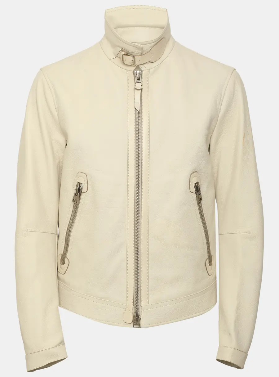 Tom Ford White Leather Blouson Jacket S