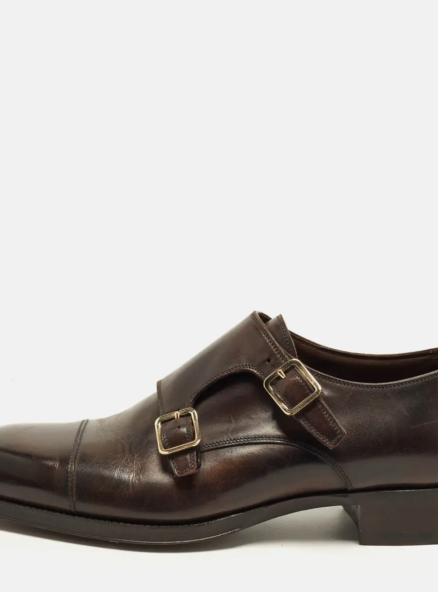 Tom Ford Size 40 Two Tone Leather Elkan Monk Strap Derby