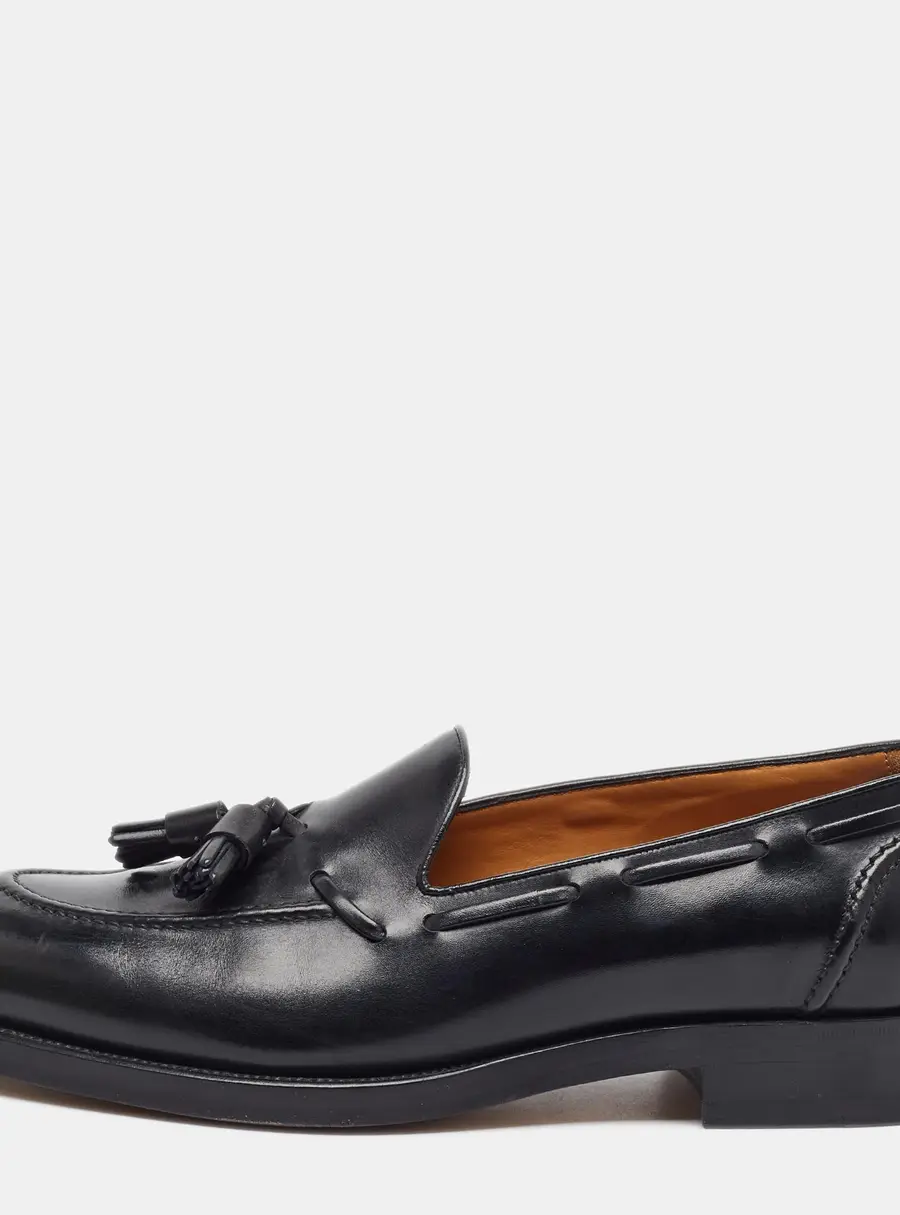 Tom Ford Size 44 Black Leather Tassel Loafers