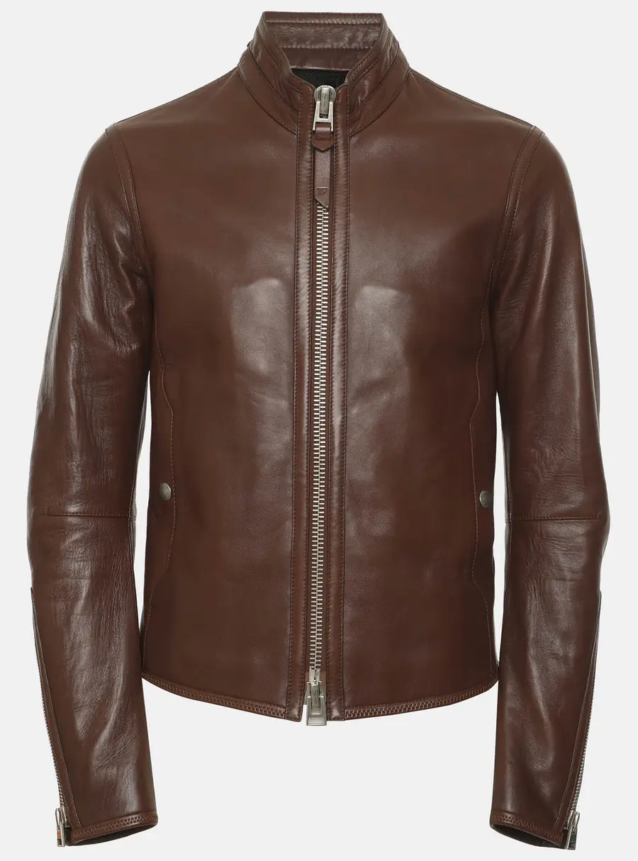 Tom Ford Brown Leather Zip Jacket S