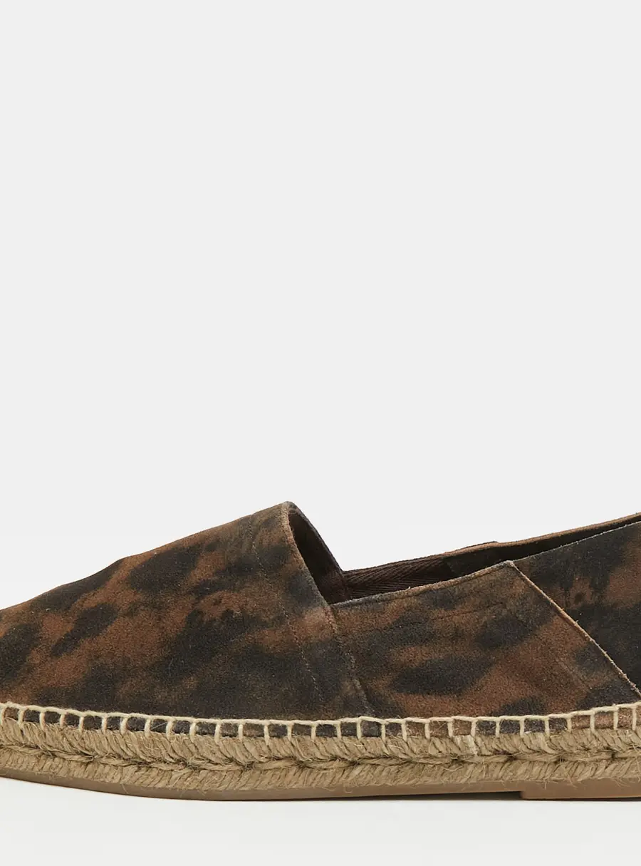 Tom Ford Barnes Size 39 Brown/Black Camouflage Suede Slip On Espadrilles