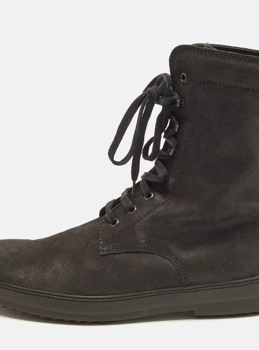 Tod's Gommino Size 42 Black Suede Combat Boots