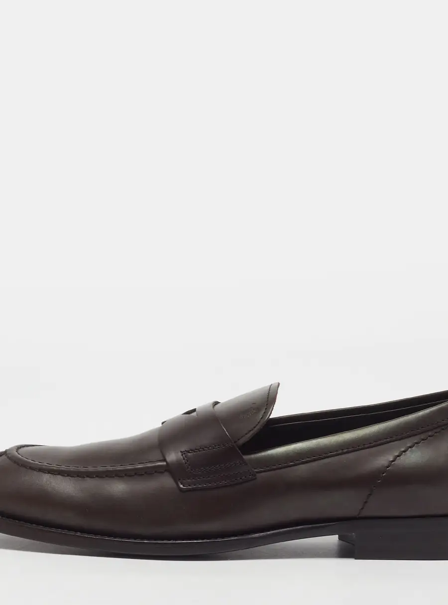 Tod's Size 42 Dark Brown Leather Penny Slip On Loafers
