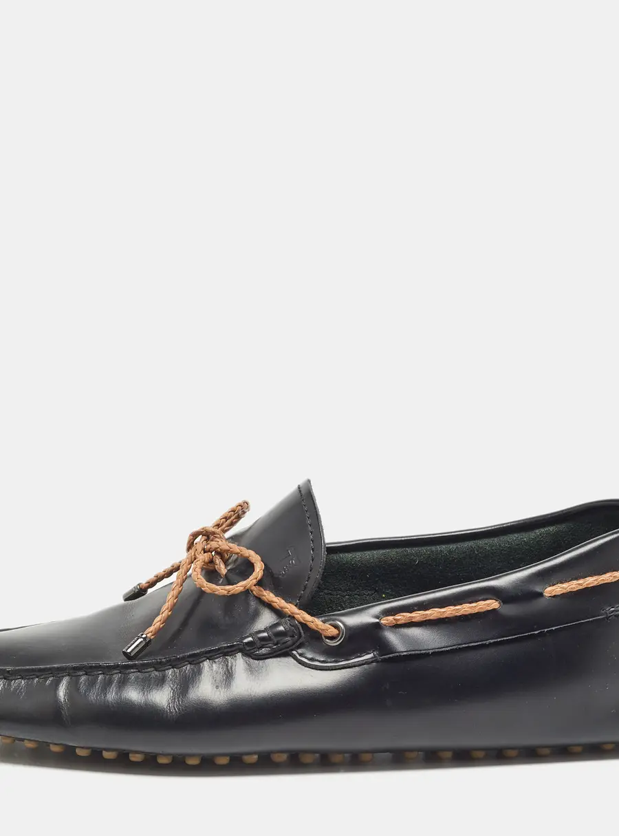 Tod's Black Leather Bow Slip-On Loafers Size 40