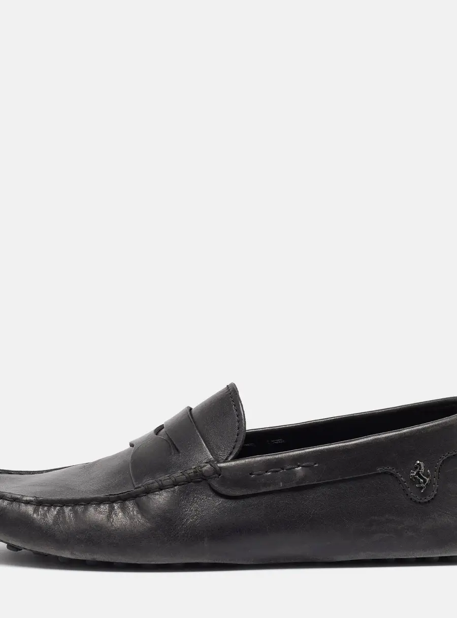 Tod's For Ferrari Black Leather Slip On Loafers Size 41